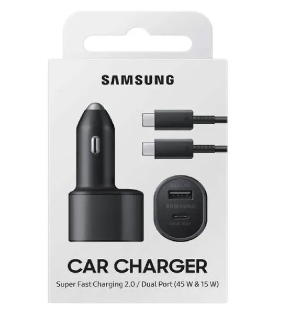 Cargador de Auto Samsung, carga rápida, 45W, S22 Note Ultra, negro